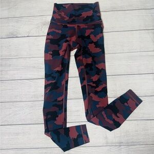 LuluLemon Wunder Train High Rise  Leggings Heritage Camo Red Night Sea Size 2